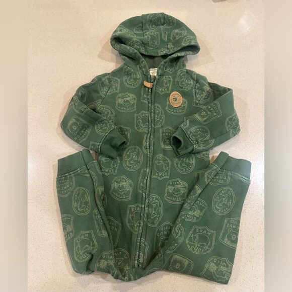 Carter's Other - Carter's Boy 24 Month Hooded One Piece Outfit Jumpsuit Green Wilderness Camping